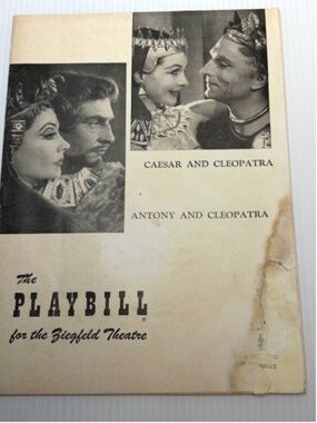 March 17, 1952 Ziegfeld Playbill Caesar And Cleopatra/Antony And Cleopatra Mille